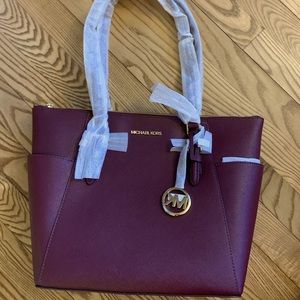 Michael Kors Charlotte Large Saffiano Leather Top-Zip Tote Bag
